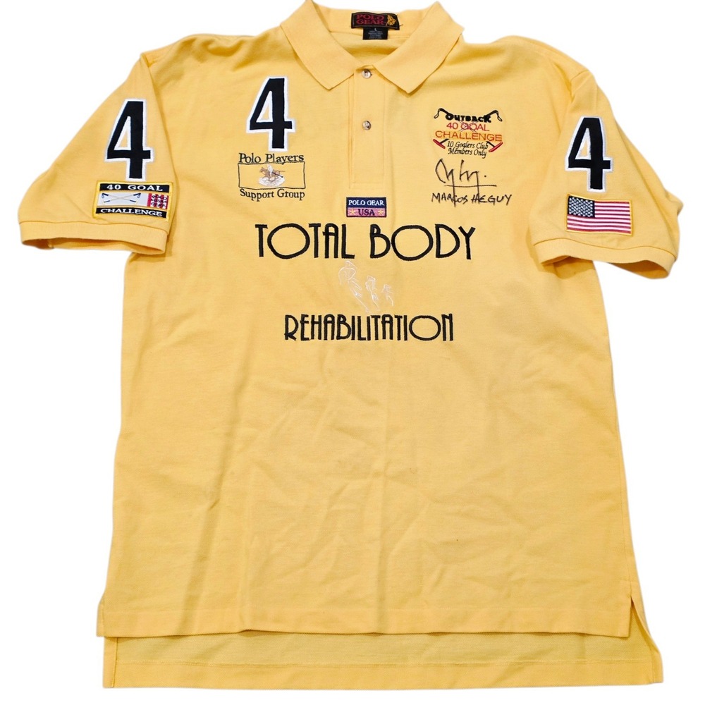 Marcos Heguy Signed Argentina Polo Gear Yellow Shirt Mens Large 10 Goalers Club